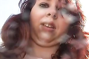 Slutty ginger sweetheart plays with her bald taut cunt