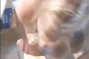 My breasty and immodest golden-haired girlfriend in the bathroom pleasant me