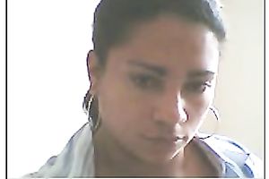 Colombian black skin cutie is so serious on the web camera