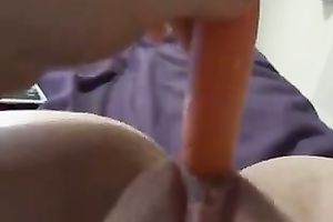 My sex-crazy twat is satisfied with carrot