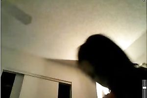 Hot black skin brunette hair legal age teenager wears no pants on web camera