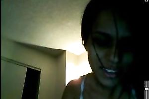 Hot black skin brunette hair legal age teenager wears no pants on web camera