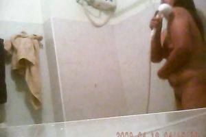 Nice hidden cam video of my chubby older Thai housewife taking shower
