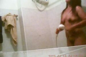 Nice hidden cam video of my chubby older Thai housewife taking shower