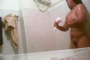 Nice hidden cam video of my chubby older Thai housewife taking shower