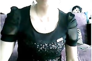 Naughty Chinese mother I'd like to fuck flashes her billibongs in her hot dark costume
