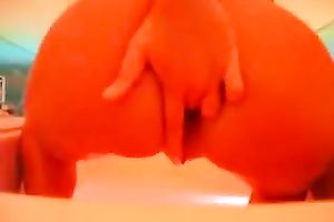 Stretching my butt cheek and fur pie lips masturbating in the washroom