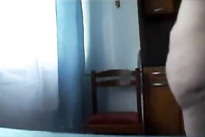Curvy older mommy pushing her snatch with marital-device in front of me