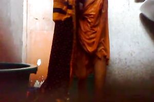Skinny ugly mature Bangla brunette hair washes her body on cam
