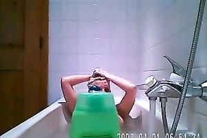 Simply hot milf blond horny white wife in the bathtub on homemade clip