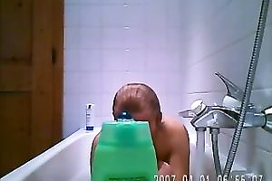 Simply hot milf blond horny white wife in the bathtub on homemade clip