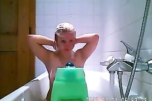 Simply hot milf blond horny white wife in the bathtub on homemade clip