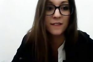 Sexy brunette hair ally in lusty mood chats with me from library