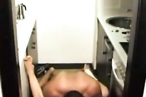 Fucking my roommate on a washing machine in laundry room