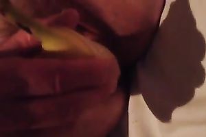 Kinky dilettante girlfriend of mine used banana to tease her moist twat