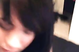 Amateur pleasant livecam hotwife with black hair sucked her fortunate boy's schlong