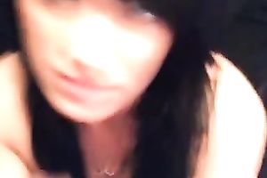 Amateur pleasant livecam hotwife with black hair sucked her fortunate boy's schlong