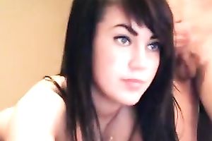 Amateur pleasant livecam hotwife with black hair sucked her fortunate boy's schlong
