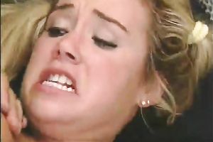 Slutty blonde honey loved double penetration of her back holes