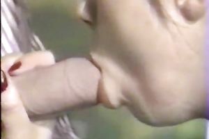 Nasty retro golden-haired is attacked by 2 slutty studs