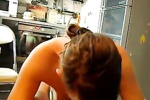 My nice-looking brunette GF sucks my hard dong like a real pro