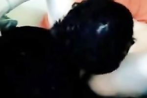 Emotional pale bitchie dark brown was tickled by her nerdy BF on livecam