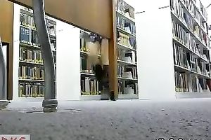 One nasty juvenile blondie receives wild on livecam in library