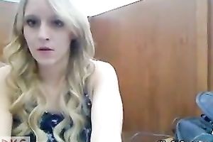 One nasty juvenile blondie receives wild on livecam in library