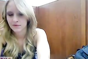 One nasty juvenile blondie receives wild on livecam in library