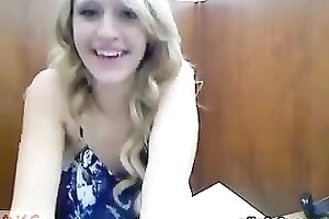 One nasty juvenile blondie receives wild on livecam in library