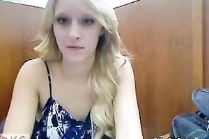 One nasty juvenile blondie receives wild on livecam in library