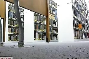 One nasty juvenile blondie receives wild on livecam in library