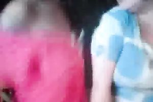 Two perverted dark brown sweethearts have no thing against flashing milk sacks
