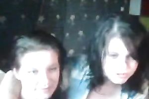 Two perverted dark brown sweethearts have no thing against flashing milk sacks