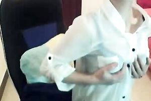 Secretary got likewise horny whilst chatting on camera