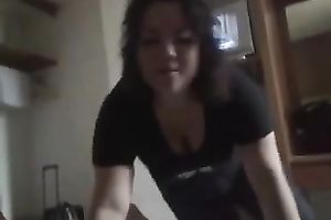 My spunky dark brown girlfriend sucks my 10-Pounder like a vacuum cleaner