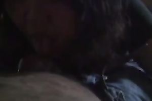 My spunky dark brown girlfriend sucks my 10-Pounder like a vacuum cleaner