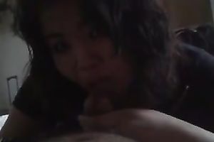 My spunky dark brown girlfriend sucks my 10-Pounder like a vacuum cleaner