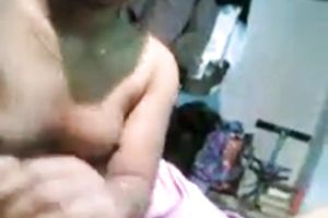 Busty and cute non-professional Indian legal age teenager blows wang of a older guy