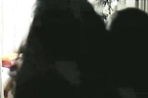 Sizzling hot and breasty dark brown cutie on top of her man