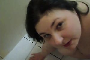 Hefty big beautiful woman bitch wishes me to cum on her face in the washroom
