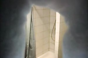 Hidden livecam vid of taking a shower golden-haired haired chick