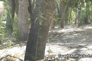 Teen caught fucking candle at forest