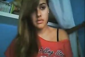 Marvelous legal age teenager sweetheart on livecam rubs her snatch with her fingers