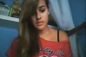 Marvelous legal age teenager sweetheart on livecam rubs her snatch with her fingers