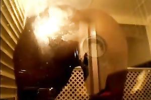 Dirty-minded voluptuous black skinned webcam nympho screwed herself with marital-device