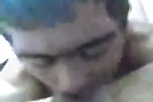 Dark haired perverted dark brown girlie gets pussy eaten by her BF in sex tape