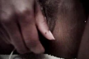Nasty ebon slut with bawdy pussy masturbates on closeup movie scene