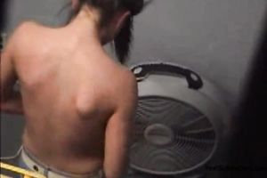 Skinny brunette hair non-professional sweetheart spied with camera in the dressing room