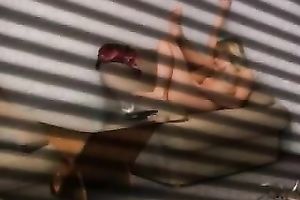 Divine blonde legal age teenager tickles her bald cum-hole with fingers